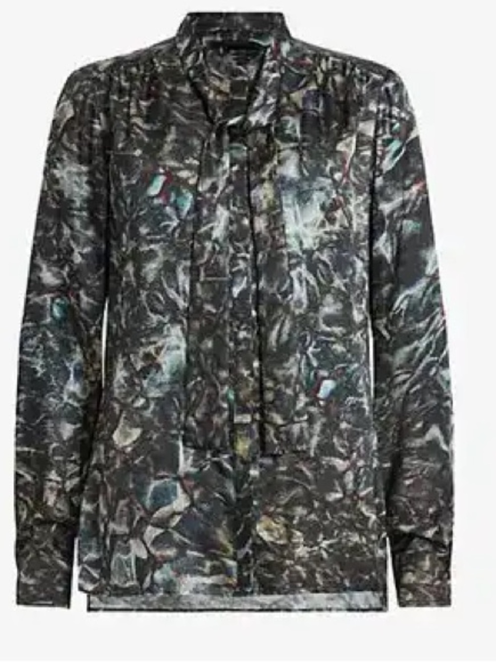 NWT. All Saints. Toni Caladesi Graphic-Print Silk-Blend Blouse. Size 4.